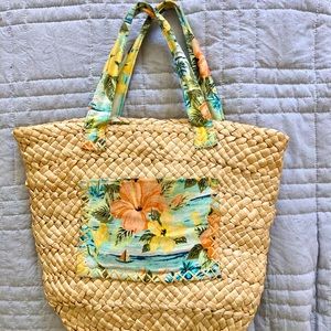 Floral straw tote bag